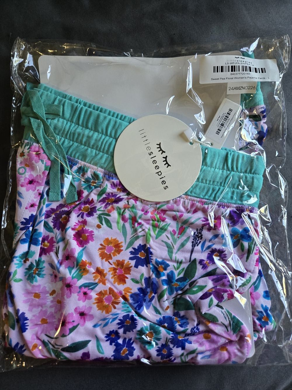 Little Sleepies Women's Pink Floral Jogger Pajama Bottoms with Teal Waistband